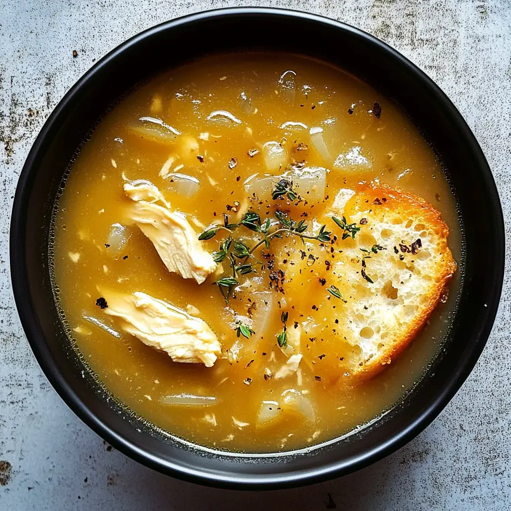 Warm up with this delicious French Onion Chicken Soup that combines tender chicken, caramelized onions, and rich broth, topped with melted cheese and crusty bread. Perfect for cozy nights or gatherings with friends, this comforting dish is a must-try! Save this recipe to impress your loved ones during your next dinner party!