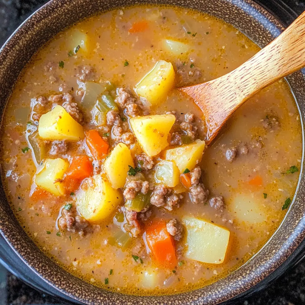 Warm up with this easy Slow Cooker Hamburger Potato Soup that's perfect for chilly days! Featuring hearty ground beef, tender potatoes, and a rich broth, this comforting dish is sure to please everyone in your family. Don’t forget to save this recipe for your next cozy dinner or when you need a simple weeknight meal! 🍲🥔