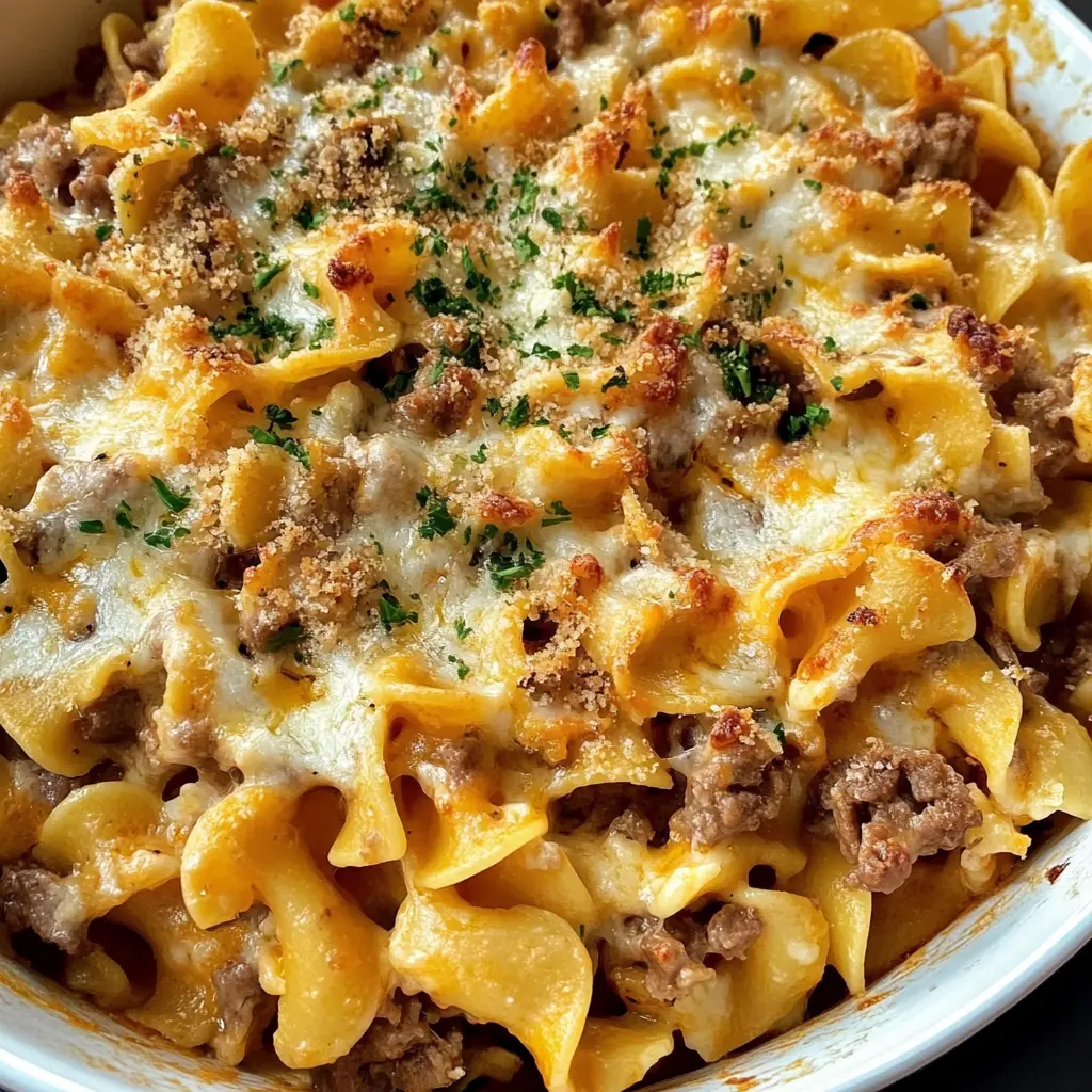 Comfort food at its best! This Cheesy Beef Noodle Casserole combines rich ground beef, creamy cheese, and hearty noodles into a satisfying dish your family will love. Perfect for busy weeknights or potlucks, this recipe is a must-save for delicious, hearty meals. Get ready to enjoy a warm, cheesy hug in a casserole dish!