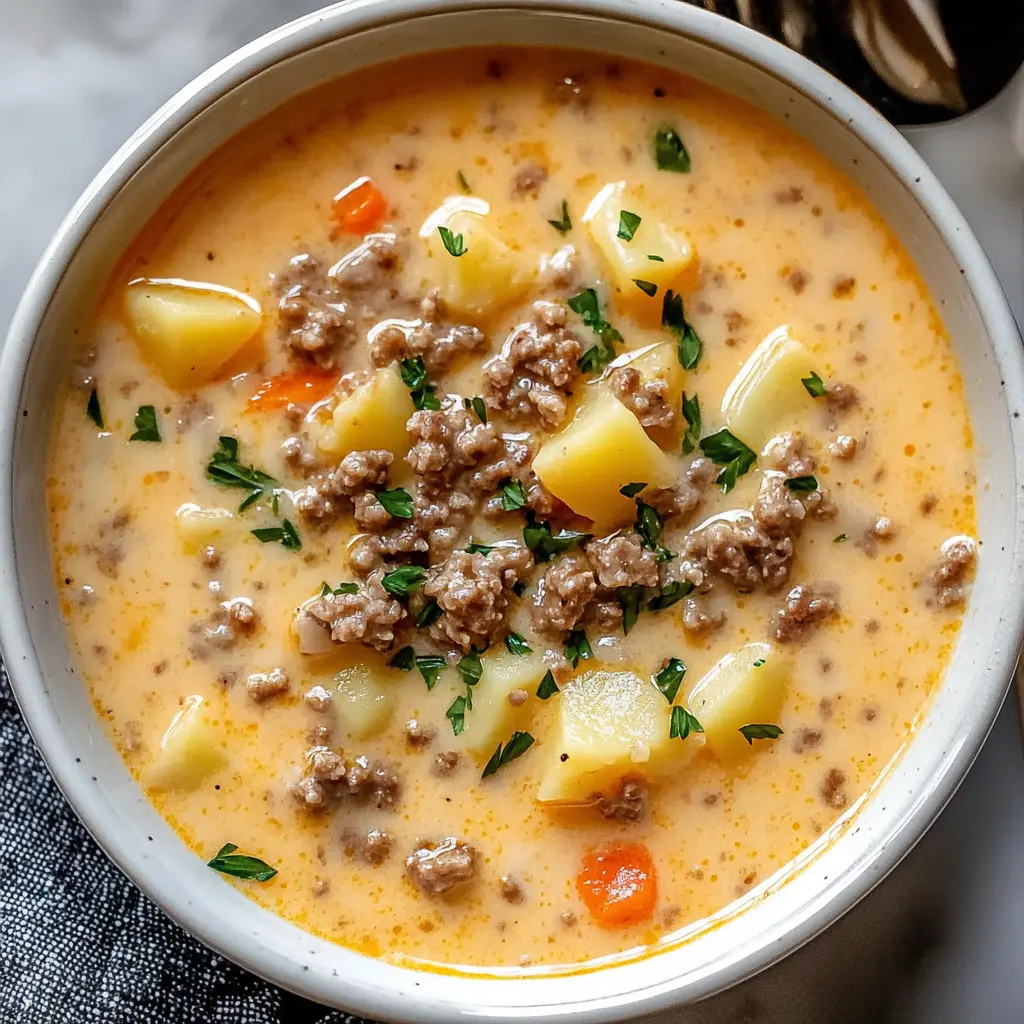 Warm up with this comforting Crock Pot Creamy Hamburger Potato Soup! Packed with ground beef, tender potatoes, and a rich creamy broth, this easy recipe is perfect for chilly days. It's simple to make and ideal for busy weeknights or cozy family gatherings. Save this pin for a delicious meal that everyone will love!