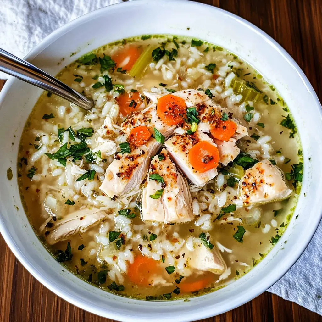 Warm up with this Easy Chicken and Rice Soup, perfect for cozy nights! Packed with tender chicken, fluffy rice, and nutritious veggies, it’s a comforting dish that everyone will love. Great for meal planning or as a quick weeknight dinner. Be sure to save this recipe for a simple and satisfying meal! Ideal for chilly days or when you need a pick-me-up.