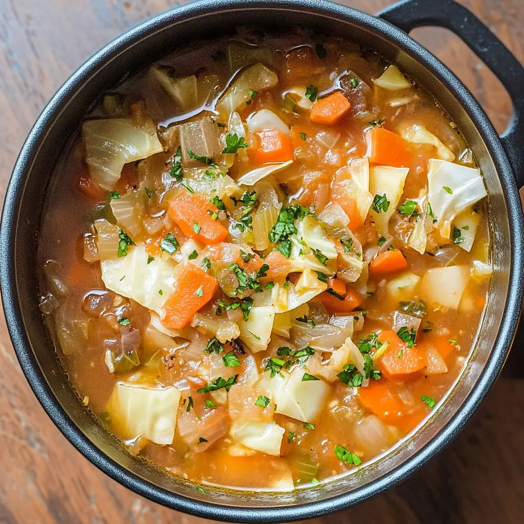 Warm up with this wholesome One-Pot Cabbage Soup that's perfect for chilly days! Packed with hearty vegetables and bursting with flavor, this recipe is a healthy and satisfying option. Made with fresh cabbage, tomatoes, and spices, it’s an easy meal to whip up in just one pot. Save this comforting soup idea for your next cozy dinner!