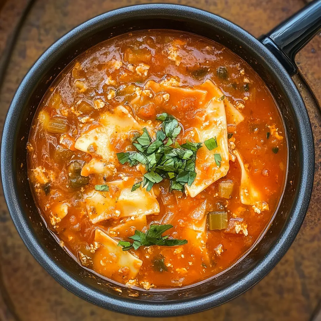 Warm up with this One-Pot Lasagna Soup that combines all your favorite lasagna flavors in a comforting bowl! Packed with rich tomato sauce, tender noodles, and gooey cheese, it's a hearty meal perfect for busy weekdays. Save this recipe for cozy dinners or family gatherings—you'll want to make it again and again!