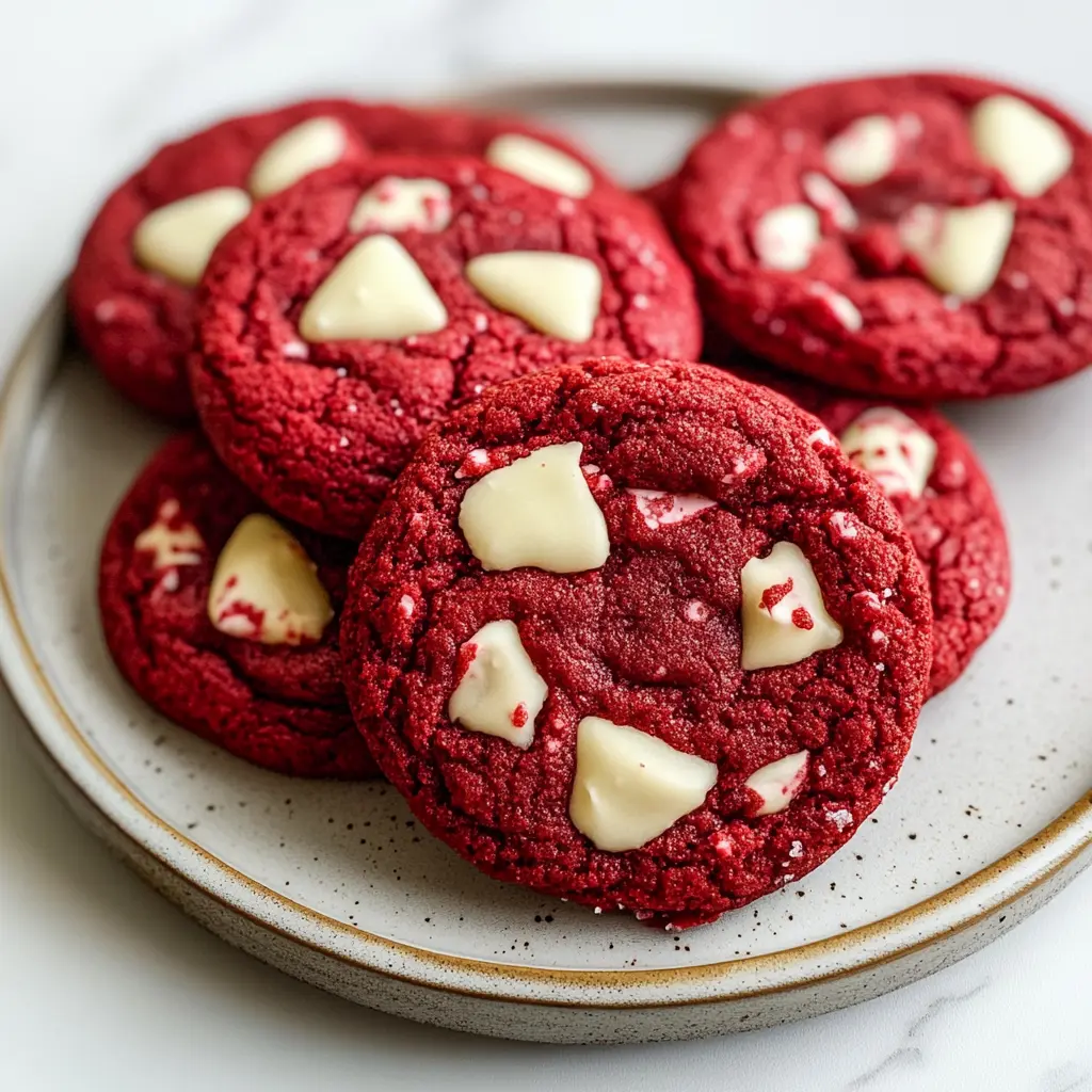 Treat yourself to a delightful twist on classic cookies with these Red Velvet Cookies! Bursting with rich cocoa flavor and a vibrant red hue, they are perfect for any celebration or just because. Enjoy the soft, chewy texture and cream cheese frosting that elevates every bite. Save this recipe to impress your friends or family at your next gathering!