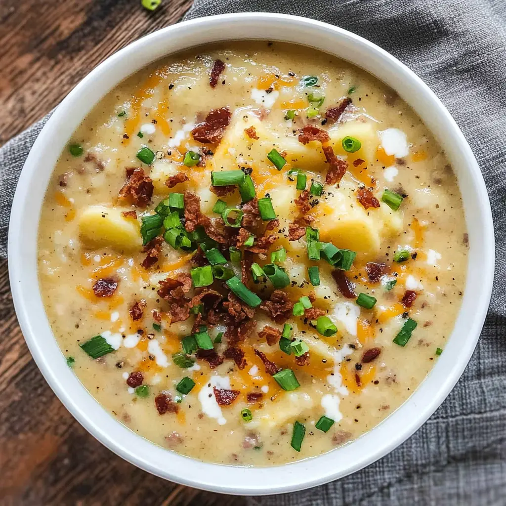 Warm up with this creamy Slow Cooker Loaded Potato Soup! Made with tender potatoes, crispy bacon, and cheesy goodness, it’s perfect for chilly nights. This easy recipe allows you to fill your bowl with comforting flavors that everyone will love. Save this recipe for your next family gathering or cozy dinner!