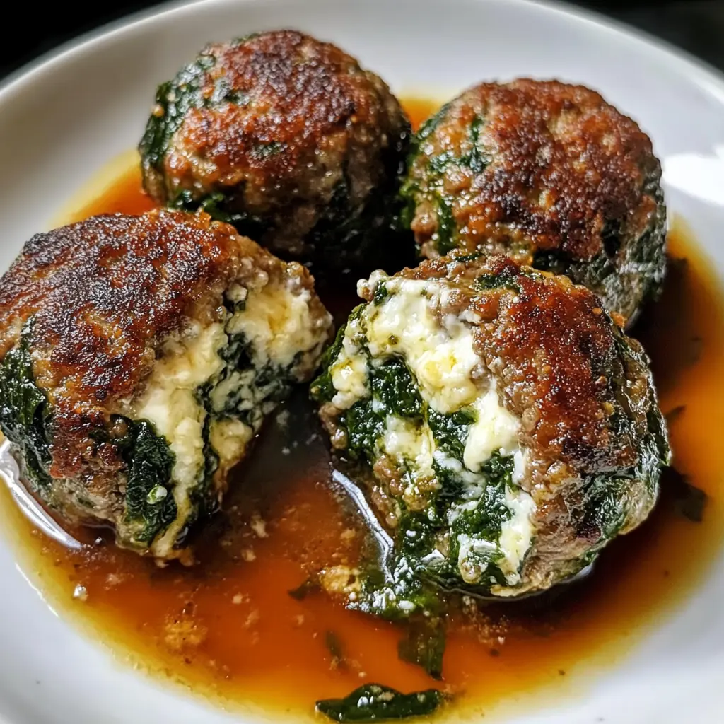 Get ready to impress with these Spinach Garlic Meatballs stuffed with gooey mozzarella! Packed with flavor and a hint of freshness, these meatballs make for a perfect weeknight dinner or a crowd-pleasing appetizer. Save this recipe to enjoy cheesy goodness any time you crave it! Perfect for family gatherings or cozy nights in.