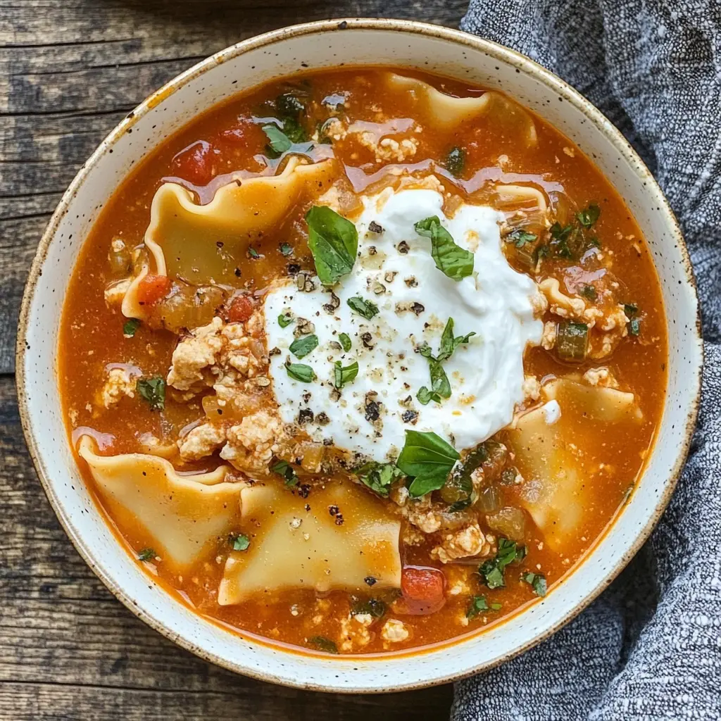 Warm up with a comforting bowl of Turkey Lasagna Soup! This hearty dish combines seasoned ground turkey, rich tomato sauce, and layers of gooey cheese that mimic your favorite lasagna. Perfect for chilly nights or family gatherings, it's a simple one-pot meal packed with flavor. Save this recipe to enjoy a delicious and cozy dinner anytime!