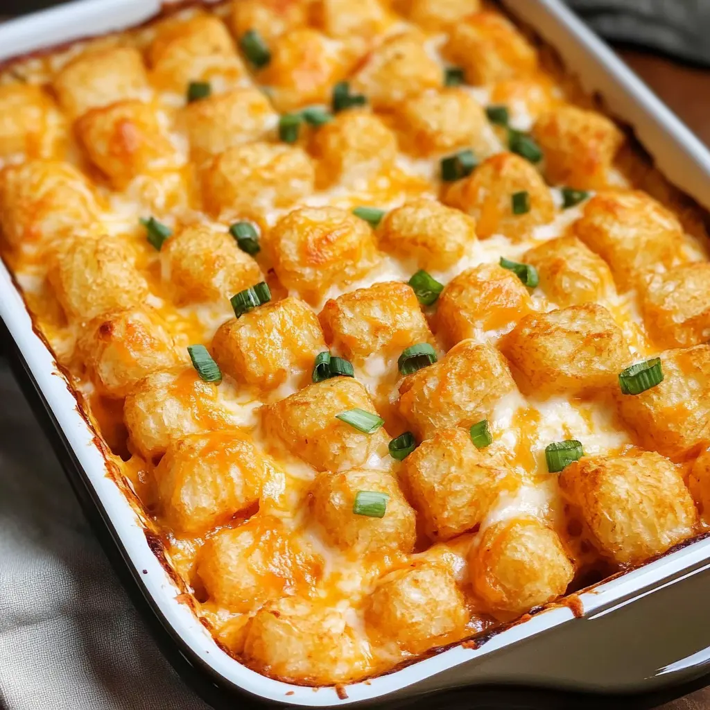 Get ready for a cozy and fun twist on dinner! This Buffalo Chicken Tater Tot Casserole combines crispy tater tots with deliciously spiced buffalo chicken for a perfect family meal or game day treat. Packed with flavor and super easy to make, this dish will be a hit with everyone. Save this recipe for your next gathering!