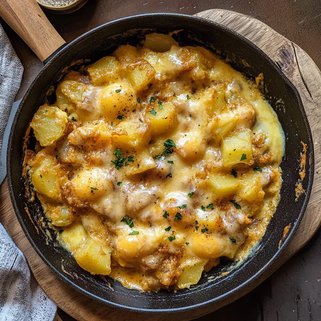 Start your day with this delightful Cheesy Potato Egg Scramble that's perfect for breakfast or brunch! Loaded with fluffy eggs, tender potatoes, and melted cheese, this hearty dish brings warmth and comfort to your table. It's easy to whip up and great for feeding a crowd. Save this recipe for a quick and yummy meal anytime!