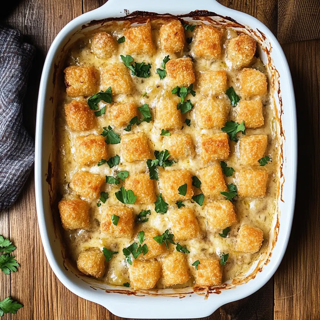 This Chicken Pot Pie Tater Tot Casserole is the ultimate comfort food! With a creamy chicken filling, colorful veggies, and crispy tater tots on top, it’s a delicious twist on a classic. Perfect for busy weeknights or cozy family gatherings. Save this easy recipe for a hearty dinner that everyone will love!