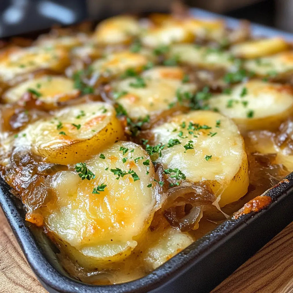 Craving a cozy dish? This Easy French Onion Potato Bake mixes creamy potatoes with the rich flavor of caramelized onions and gooey cheese. Perfect for family dinners, potlucks, or meal prep! Save this recipe to brighten any meal with a comforting twist.