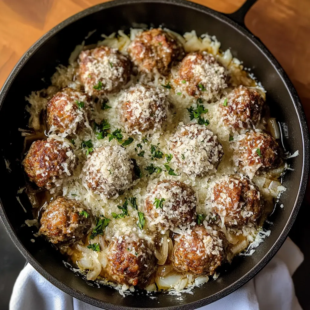 Transform your dinner routine with these flavorful French Onion Meatballs! Made with juicy ground beef and infused with rich French onion soup flavors, this dish is a true crowd-pleaser. Perfect for cozy family meals or entertaining friends. Save this recipe to impress your guests or enjoy a comforting weeknight dinner!