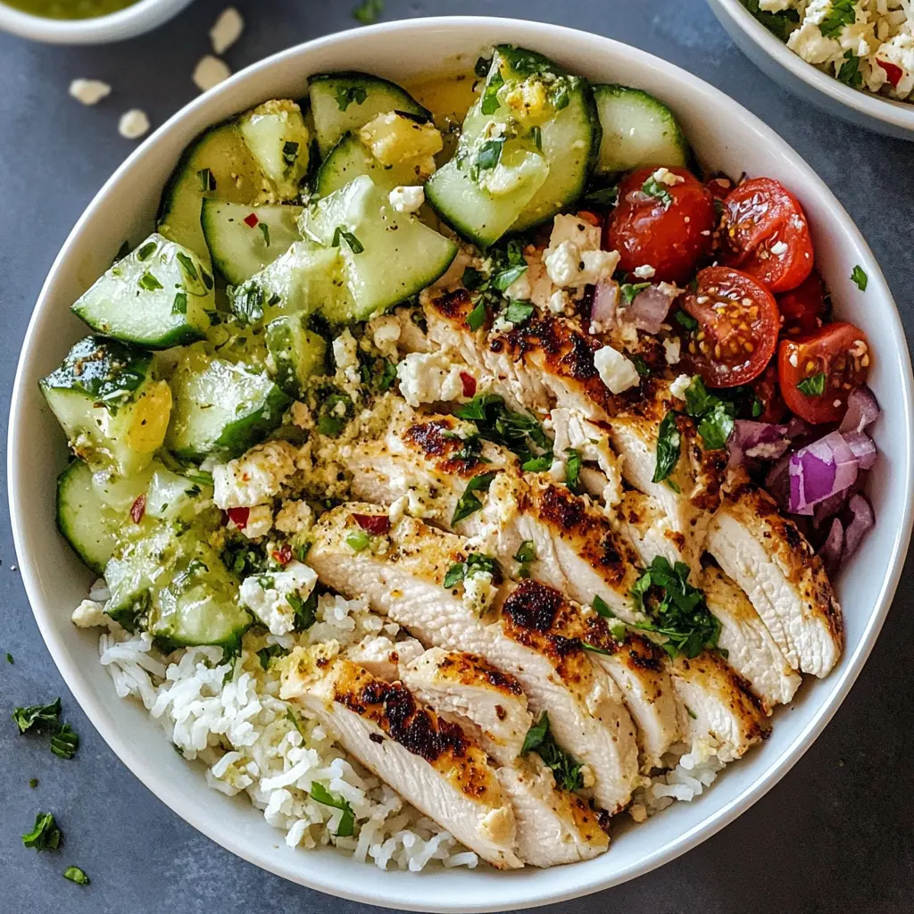 Transform your dinner with these flavorful Greek Chicken Bowls! Packed with marinated chicken, fresh veggies, and creamy tzatziki sauce, this recipe is a delightful combo of health and taste. Perfect for meal prep or a quick weeknight dinner. Save this pin to enjoy a delicious Mediterranean feast anytime!