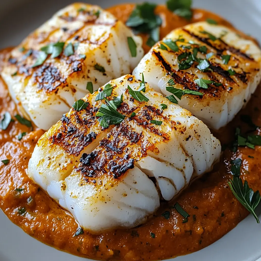 Get ready to brighten up your dinner table with this vibrant Grilled Cod with Romesco Sauce! This recipe features flaky cod fillets paired with a rich, nutty sauce made from roasted red peppers, almonds, and tomatoes. Perfect for a weeknight meal or a special occasion, this dish is sure to impress. Don't forget to save this pin for an easy and delicious seafood recipe!