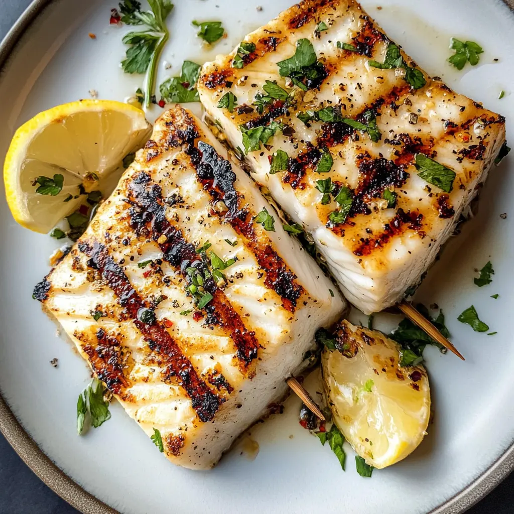 Enjoy a delicious grilled halibut that's perfect for summer gatherings! This light and flavorful dish features tender halibut fillets marinated in a zesty blend of herbs and lemon. It’s a healthy meal option that is sure to impress your guests. Save this pin to bring some sunshine to your dining table at your next BBQ or family dinner!