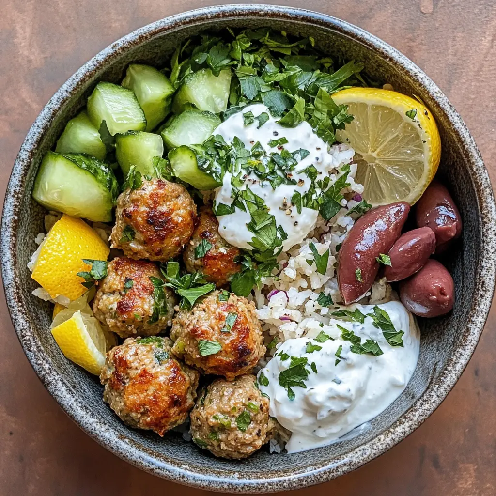 Elevate your mealtime with this delicious Mediterranean Bowl featuring juicy ground turkey meatballs! Packed with fresh ingredients like cucumbers, tomatoes, and feta, this recipe combines vibrant flavors that are wholesome and satisfying. Perfect for meal prep or a family dinner! Save this pin to make a nutritious and tasty dish any day!