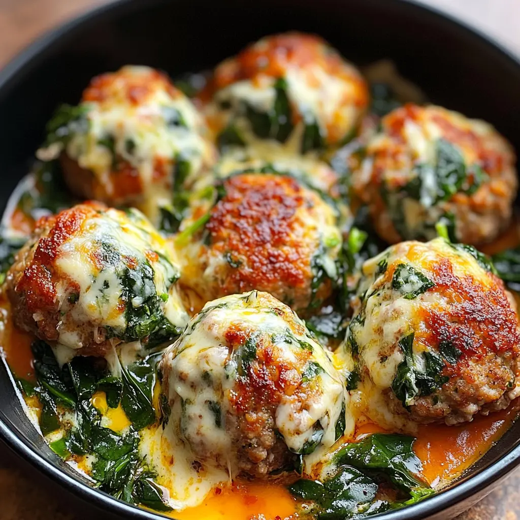 These mozzarella-stuffed turkey meatballs are a deliciously healthy option packed with flavor! With tender turkey, fresh spinach, and gooey mozzarella, they are perfect for a cozy dinner or meal prep. Serve them with your favorite pasta or on their own for a guilt-free treat. Save this recipe for your next family gathering or weeknight dinner!