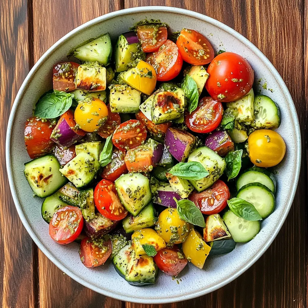 Looking for a fresh and vibrant meal idea? This Spring Salad featuring juicy tomatoes, crunchy cucumbers, creamy avocados, and homemade basil pesto is the perfect choice! It's not only bursting with flavor but also packed with nutrients. Save this recipe for your next picnic or light lunch, and bring a bit of spring to your table!