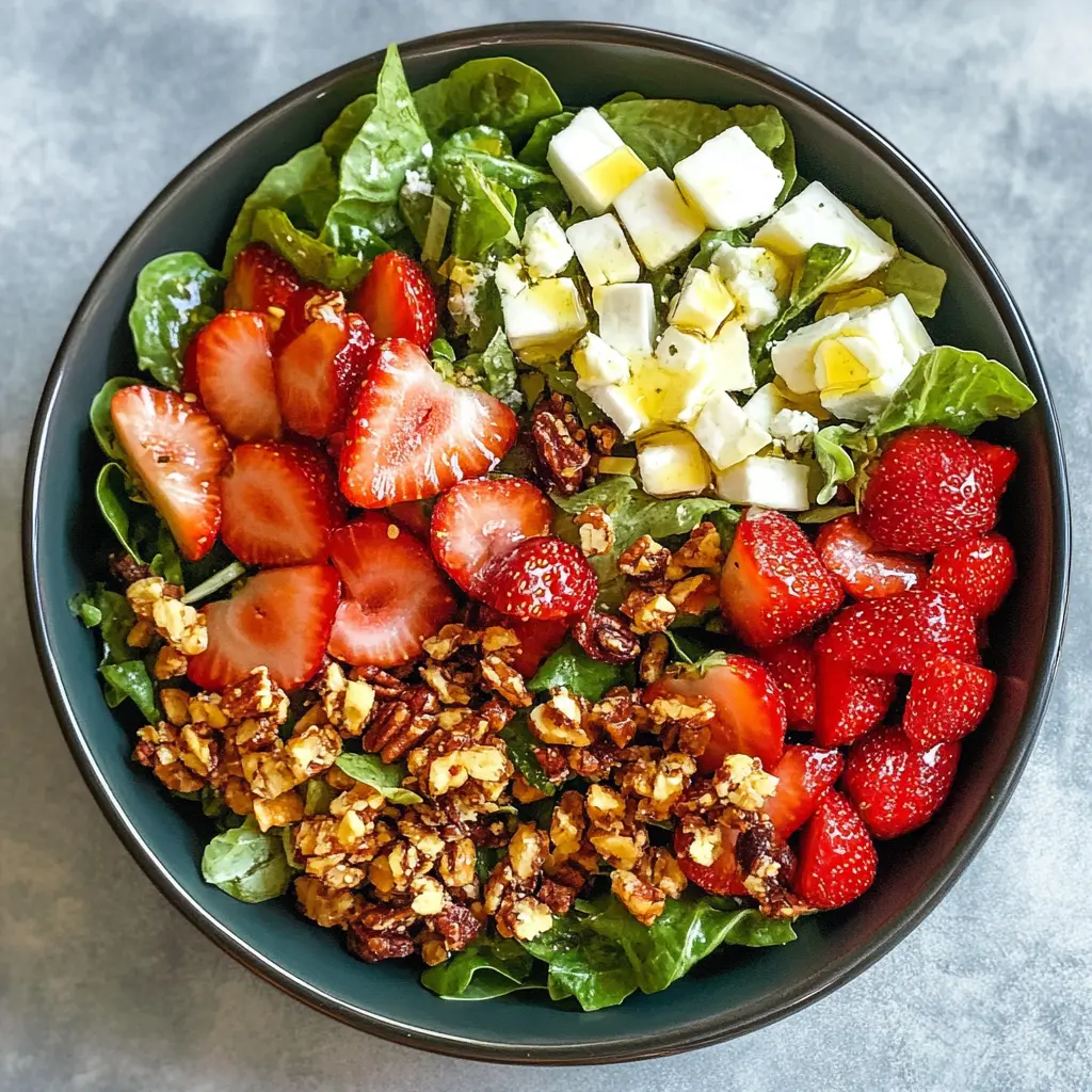 Brighten up your meals with this Strawberry Crunch Salad topped with a delightful Champagne Vinaigrette! Fresh strawberries, crunchy granola, and crisp greens come together for a refreshing dish. Perfect for picnics, brunches, or summer gatherings. Don’t forget to save this recipe to impress your guests!