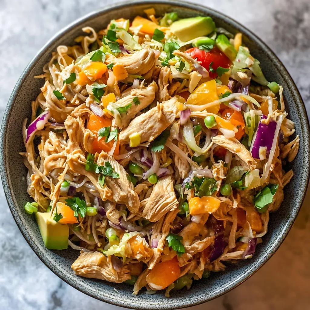 This Thai Chicken Salad combines tender chicken, fresh veggies, and a zesty dressing for a refreshing meal! Packed with vibrant flavors and crunchy textures, it's perfect for lunch or a light dinner. Save this recipe to impress your family or friends at your next gathering! Enjoy the taste of Thailand right at home.