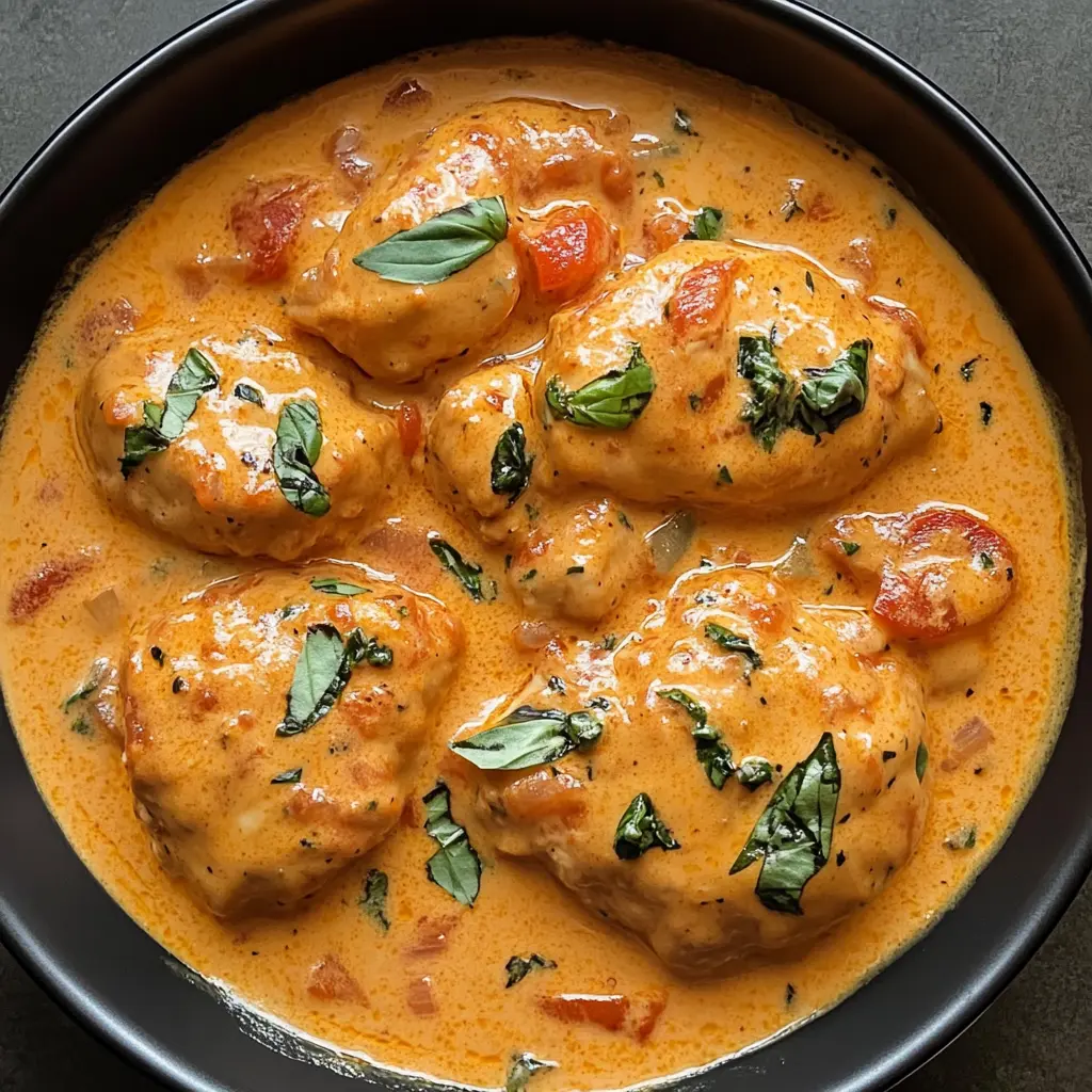 Delight in the rich flavors of Creamy Tomato Basil Chicken Breasts! This dish features tender chicken simmered in a luscious tomato and basil sauce, perfect for a cozy dinner or a special occasion. Easy to prepare, it’s a family favorite that will impress your guests. Don’t forget to save this recipe for your next meal planning!