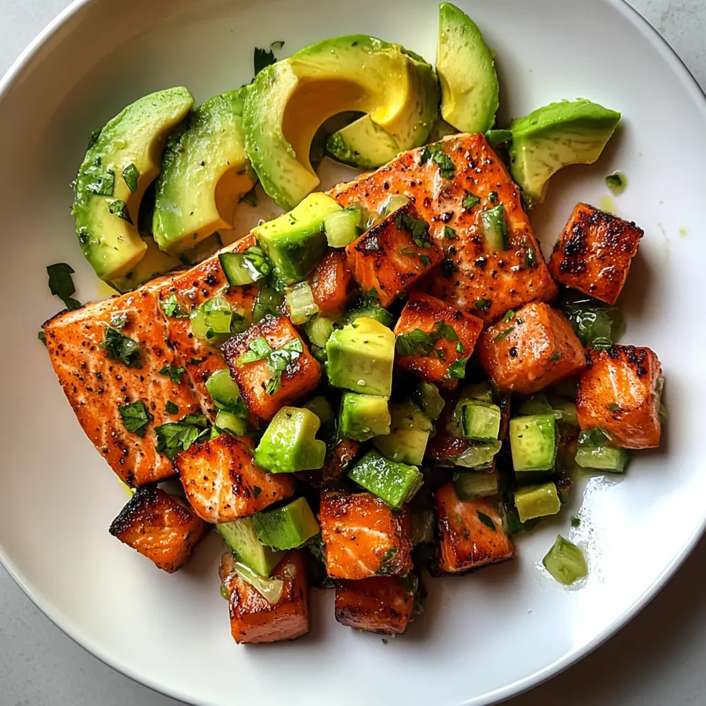 Make your dinner special with this delicious Salmon with Avocado Salsa recipe! This dish features flaky salmon perfectly paired with creamy avocado salsa for a refreshing burst of flavor. It's healthy, quick to prepare, and perfect for weeknight meals or hosting gatherings. Save this recipe to impress your family and friends at your next dinner party!