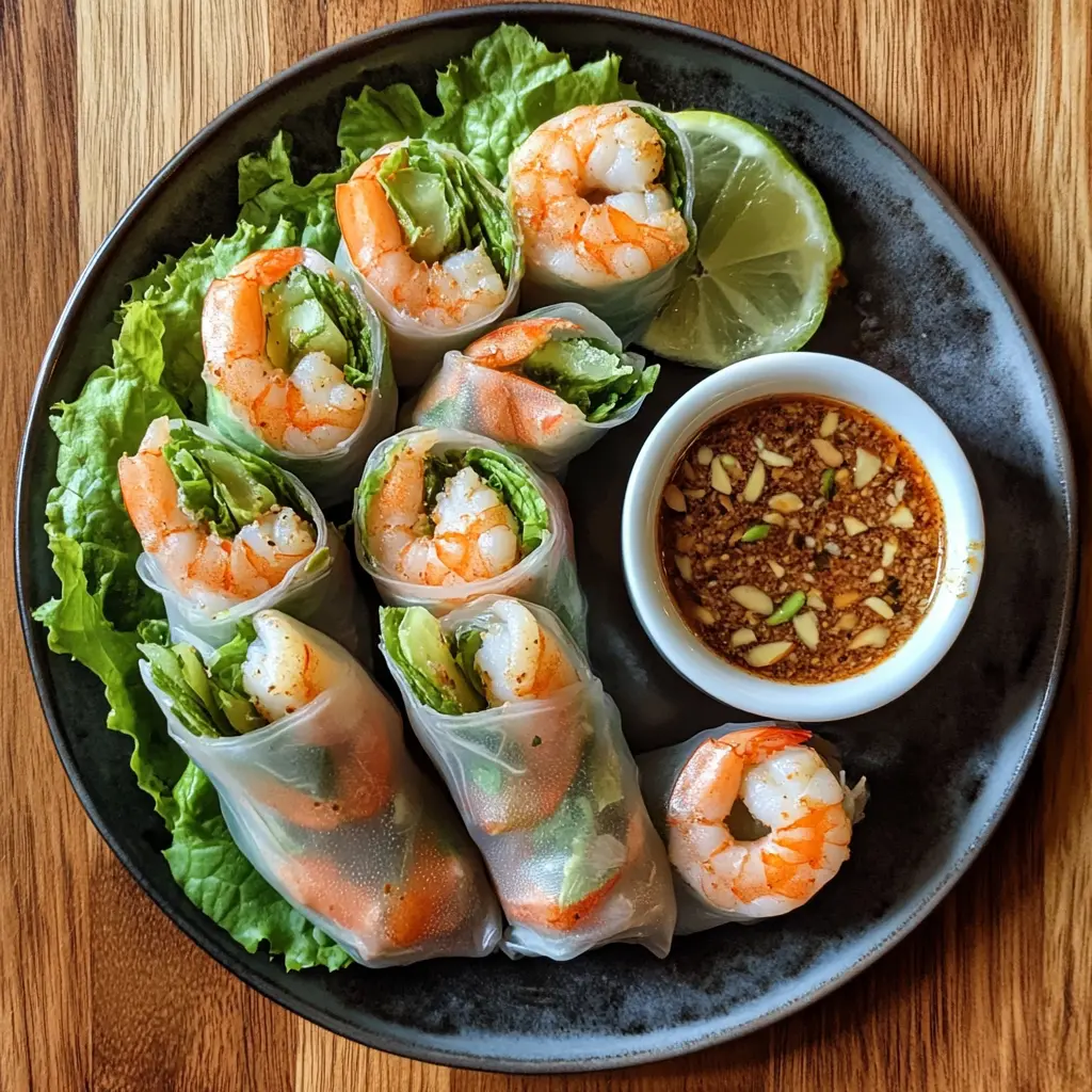 Fresh and light, these Shrimp Spring Rolls are a delightful snack or appetizer. Packed with succulent shrimp, crisp veggies, and served with a zesty Spicy Almond Dipping Sauce, they are perfect for gatherings or a quick weeknight treat. Save this recipe for your next party or cozy dinner at home!
