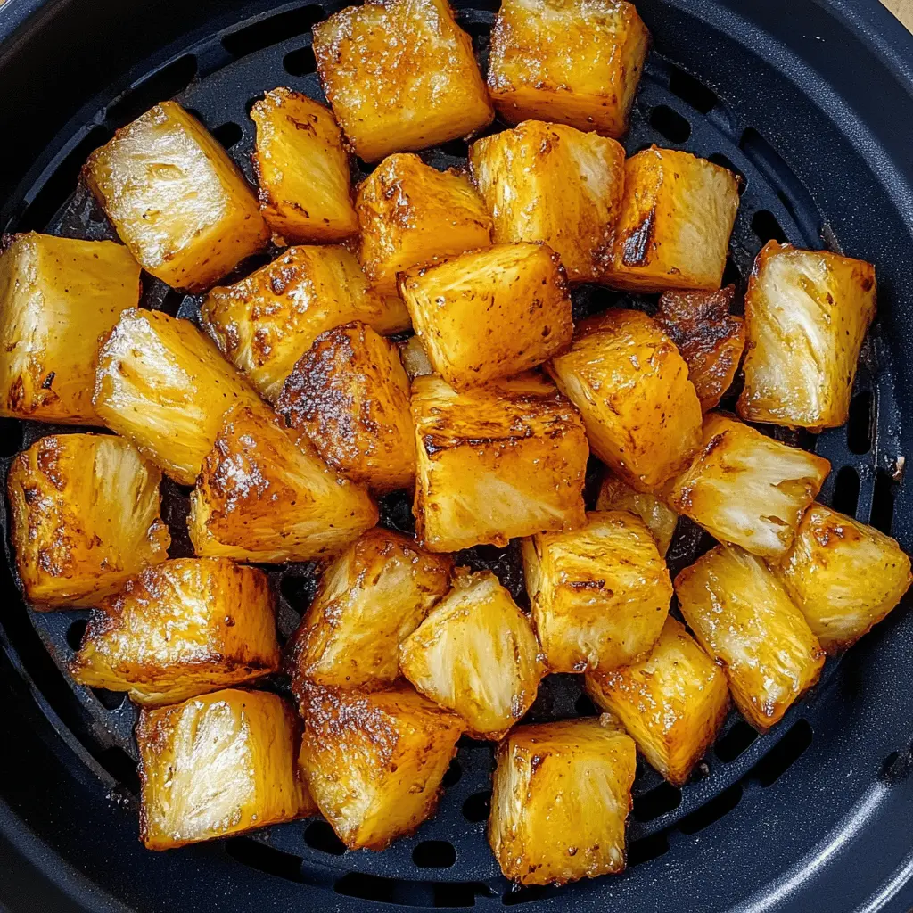 Looking for a deliciously easy treat? This Air Fryer Grilled Pineapple is sweet, juicy, and caramelized to perfection. Enjoy the vibrant flavors with a hint of cinnamon and a touch of honey. Perfect for topping desserts, snacking, or serving at summer gatherings! Save this simple recipe for a delightful addition to your next barbecue or tropical dinner party!