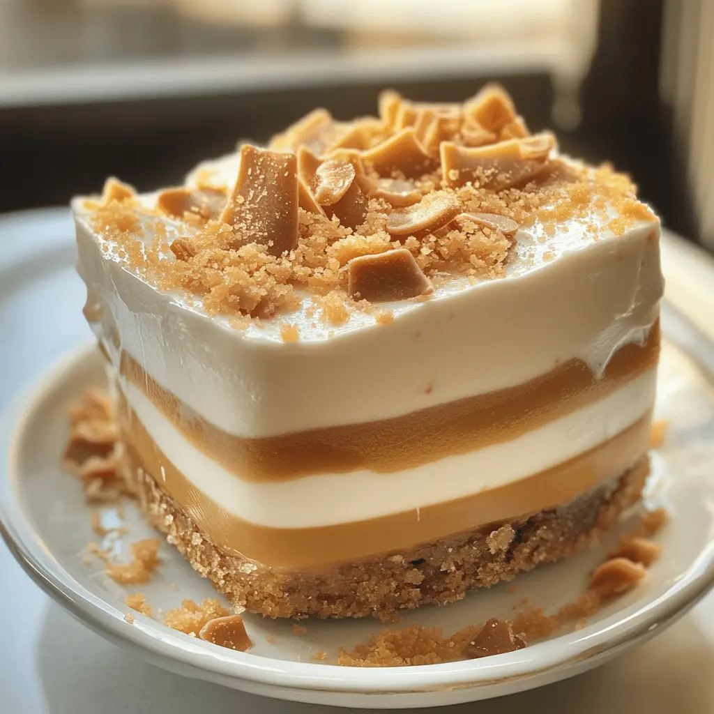 Experience a sweet twist with this Butterscotch Lush dessert! Layered with creamy butterscotch pudding, cool whipped topping, and a crunchy crust, every bite is a delightful treat. Perfect for potlucks or family gatherings, this easy recipe will become a favorite. Save this for your next dessert craving!