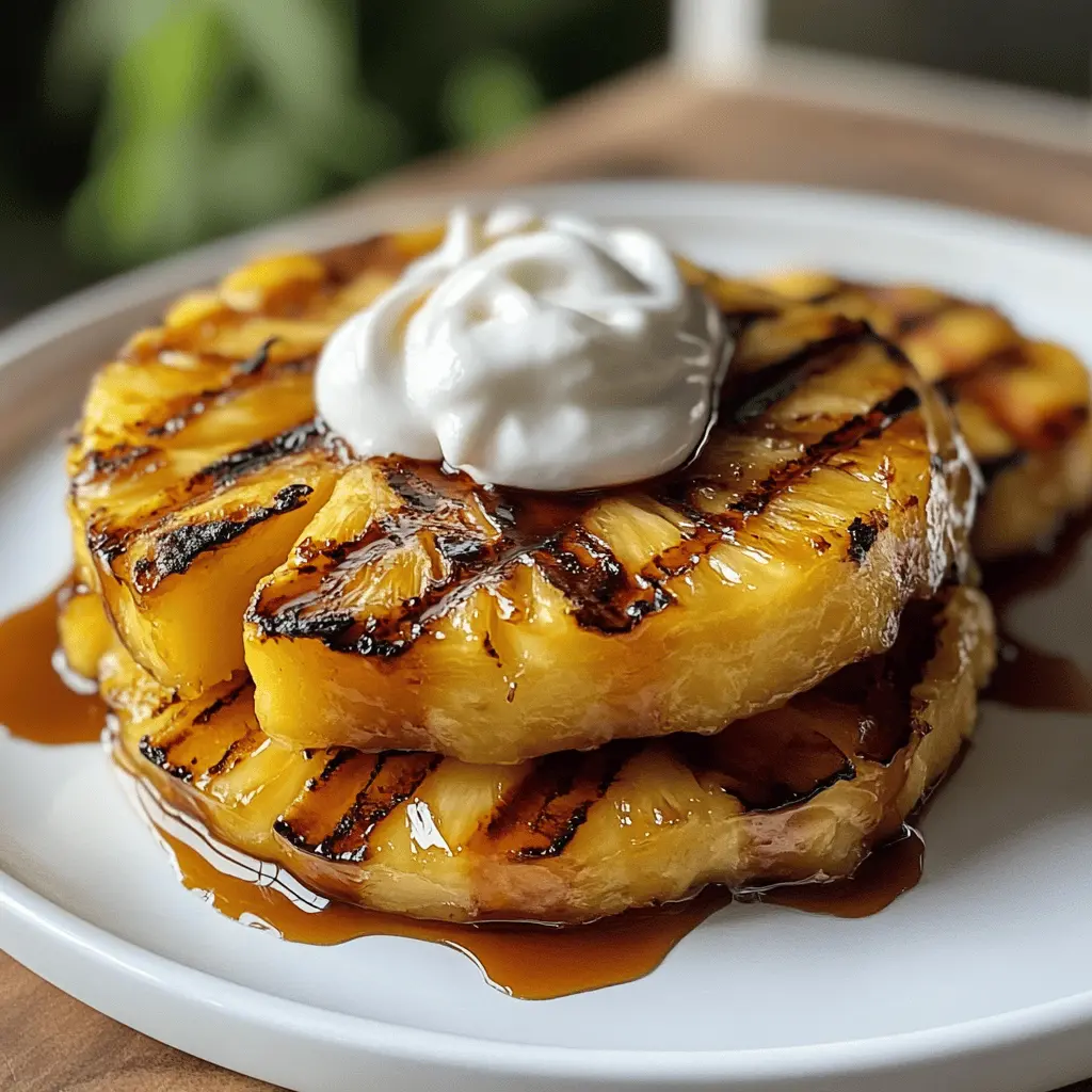 Transform your summer gatherings with this Easy Rum-soaked Grilled Pineapple recipe! Bursting with tropical flavors, the caramelized sweetness combined with a hint of rum makes for a delightful treat. Perfect as a dessert or a unique addition to your BBQ spread. Save this pin and impress your friends at your next cookout!