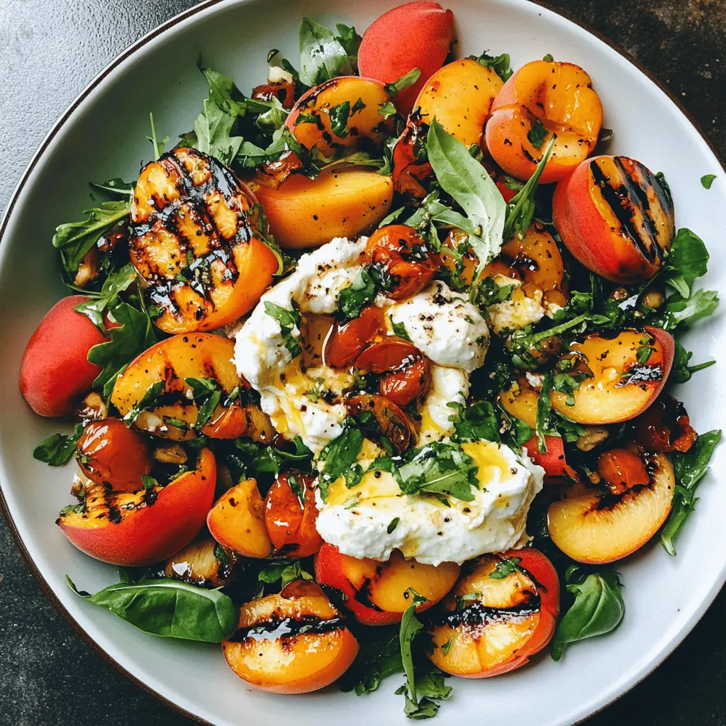 This Grilled Peach and Burrata Salad is a delightful mix of sweet and savory! Juicy grilled peaches paired with creamy burrata cheese create a deliciously refreshing dish. Perfect for summer picnics or a light dinner, this salad is packed with flavor and pairs beautifully with a drizzle of balsamic glaze. Save this recipe for your next gathering or a cozy night in!