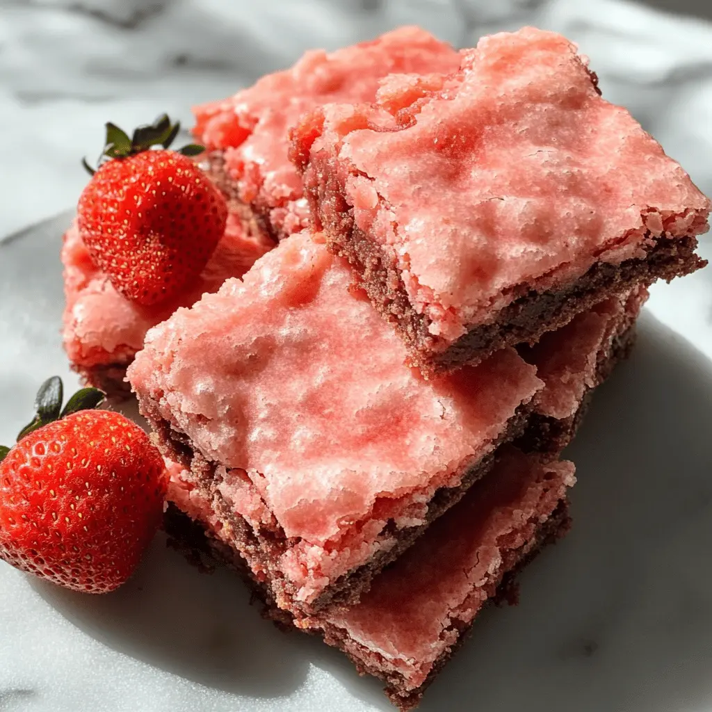 These Strawberry Brownies are a delightful twist on a classic treat! Soft, fudgy, and packed with sweet strawberries, they’re perfect for picnics or as a special dessert. With simple ingredients like chocolate, fresh strawberries, and a hint of vanilla, these brownies will impress everyone. Save this recipe for your next gathering and enjoy a burst of strawberry goodness with every bite!