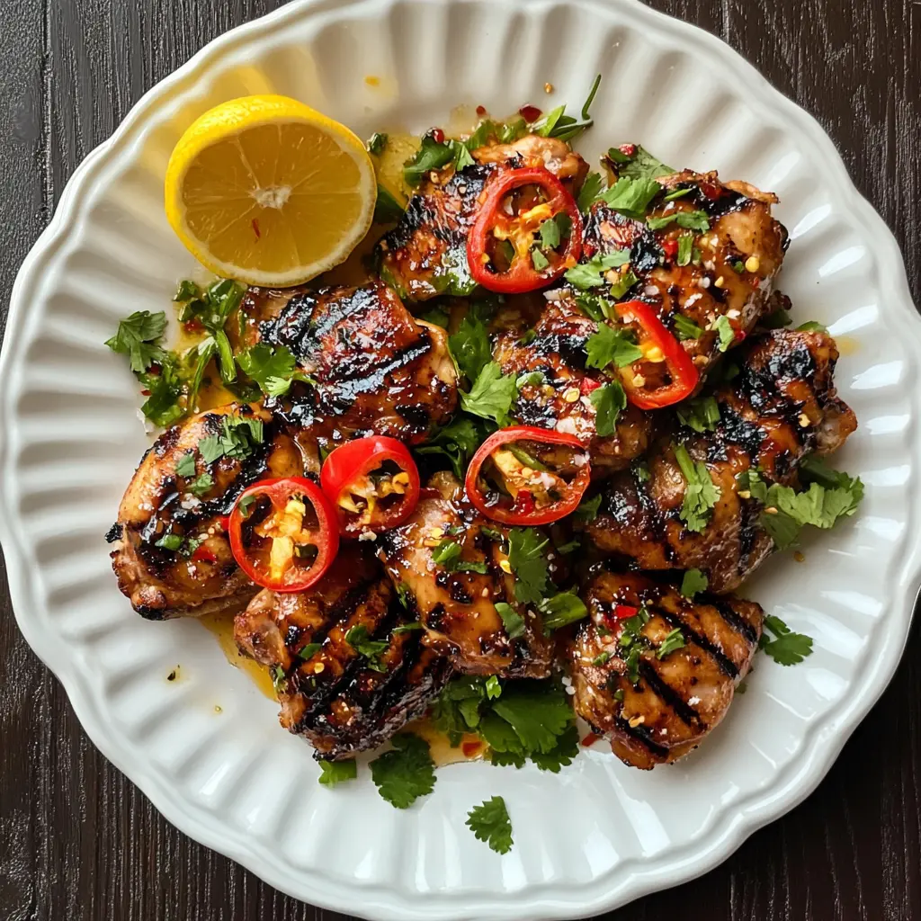 Tender and juicy Thai Grilled Chicken Thighs (gai Yang) are bursting with bold flavors from herbs and spices. Perfectly marinated and grilled, this dish pairs wonderfully with rice and fresh veggies. Save this recipe for your next BBQ or family dinner and enjoy a taste of Thailand right at home!